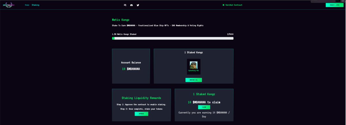 MetisKongz's tweet photo. What if we drop it before planned Kongzzzz? STAKING IS READY and we are waiting 1000 mints to launch it 

It’s on you! 🦍🍌🦍🍌🦍🍌

#nft $Metis #NFTCommunity #metisdao https://t.co/KT4uI7LjcO