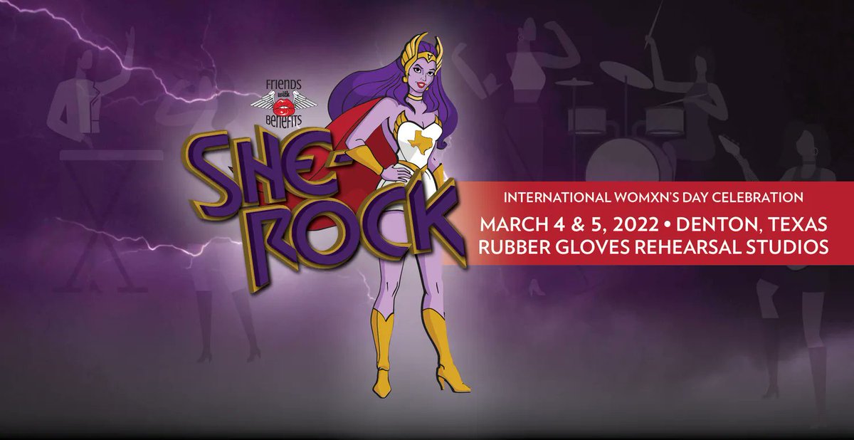 regenrus's tweet photo. JOIN us next weekend for She-Rock #Denton. She-Rock is a #celebration of the #power we have as artists, & as people. This two-day, three stage, all female-lead music raises crucial funds for local womxn focused nonprofits. Learn more & buy tickets https://t.co/0eXesJbRqa #SheRock https://t.co/vn4YUH5lae