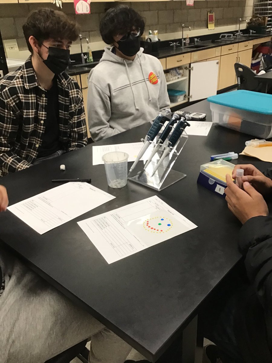 Creative micro pipetting today in BT 🙂. Starting genetic engineering next week so a little practice with the tools took a fun twist. ⁦<a href="/AltaLomaHigh/">Principal</a>⁩