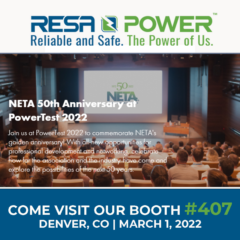 ResaPower's tweet image. RESA Power at the #PowerTest in Denver, CO!  Join us at our booth #407 to network and engage with our electrical professionals and to celebrate the 50th anniversary of  #NETA.

To learn more about #PowerTest2022, visit
lnkd.in/gsH3CEkh

resapower.com
#RESAPower