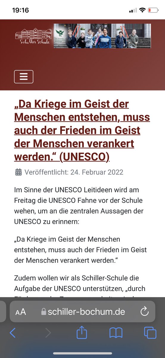 Als #UNESCO #Schule erinnern wir ab heute an die Leitideen auf unserer Homepage. #schillerbochum #twlz