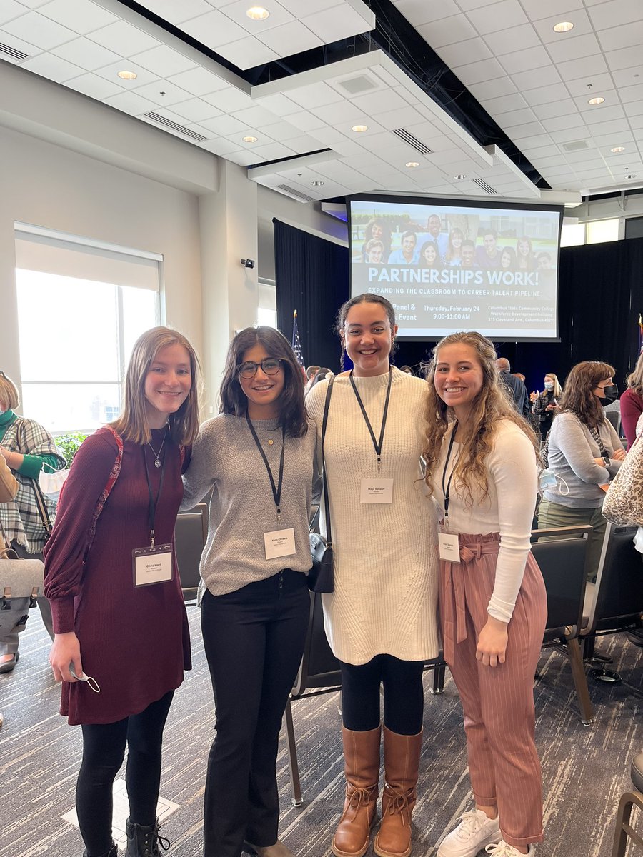 averysamms's tweet photo. Awesome panel this morning with these ladies representing @DCSEmerald and @DublinSchools at the Partnerships Work Expanding the Classroom to Career and Talent Pipeline. https://t.co/auaJfOyrTX