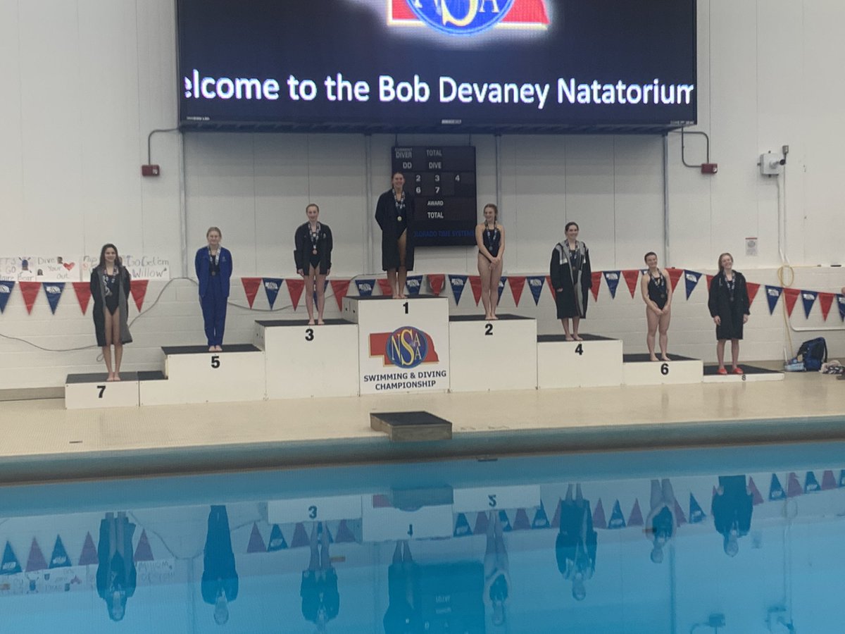 ROrtmeier's tweet photo. Congrats to Avery Scott  (12th) and Emily Sutter (8th) on their performances at State Diving today!  Proud of you!!! #rollstorm @Elkhornswimdive https://t.co/hd6mxOA72g