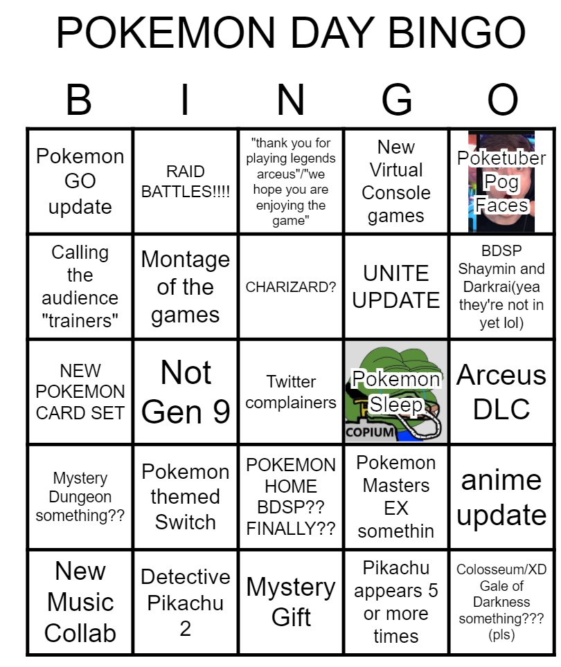 Pokemon Randomizer Bingo Card