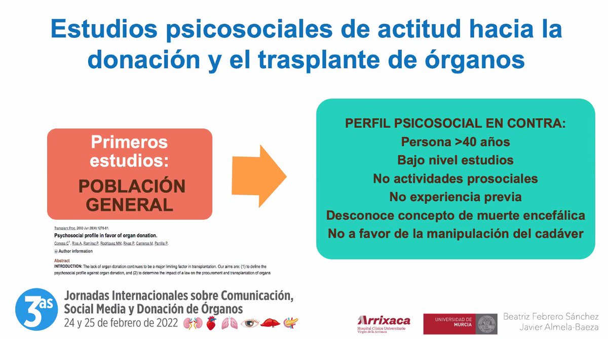 👇Para cerrar la sesión, <a href="/BeatrizFebrero/">Beatriz Febrero</a> (<a href="/AreaUnoArrixaca/">Área 1 Arrixaca</a> <a href="/IMIB_RMurcia/">Instituto Murciano de Investigación Biosanitaria</a>) nos aporta las claves para abordar la #donación y los #trasplantes en los entornos educativos y mejorar la predisposición de los jóvenes. #RRSSDonación