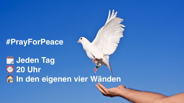 Liebe Freunde des Dialogs, 

die aktuellen Ereignisse bewegen und erschüttern uns zutiefst. Wir laden Sie alle ein, sich für den #Frieden und Heil auf dieser Welt im Gebet mit unseren Glaubensbrüdern- und schwestern zu vereinen. 
#StopWar #Friedensgebet