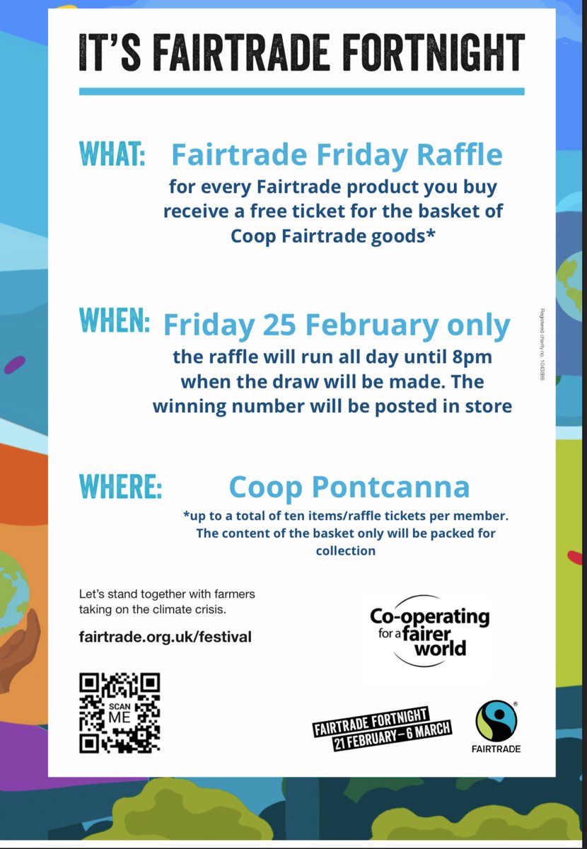 peterCardiffW's tweet photo. Coop Pontcanna Street, Cardiff will be raffling a basket of Fairtrade products: wine, bananas, oranges, grapes, tomatoes, chocolate, tea, coffee (as available)

Draw will be at 8pm Friday 25 February 2020

#itswhatwedo 
@coopuk @fairtradeuk @fairtradewales @fair_trade_cardiff https://t.co/GkmRQcO7Fs