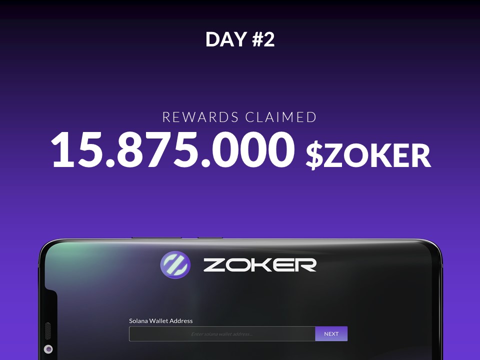 ZokerGame's tweet photo. Day 2 of our Mining App has just finished and our numbers are growing fast!

✅15.875.000 $Zoker rewards claimed
✅Phase 1 Supply - Depleted
✅Phase 2 Supply - Depleted
✅Phase 3 Supply - Depleted

We have phases 4, 5, and 6 left!

Join us!

#Solana #SolanaAirdrops #solana https://t.co/Qbgt2s1T6f