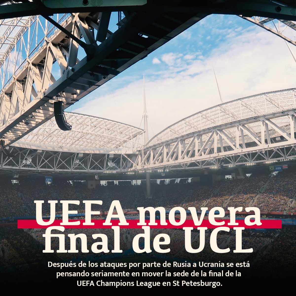 11for27's tweet photo. Se está pensando seriamente en mover de St. Petesburgo la final de la UEFA Champions league después de la invasion militar por parte de #rusia a #Ukraina https://t.co/FTDhFG4GMC