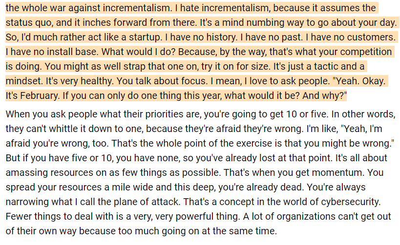 Frederik Gieschen Slootman Is Too Intense For Me But I Like This Little Thought Experiment You Talk About Focus I Mean I Love To Ask People Yeah Okay It S February