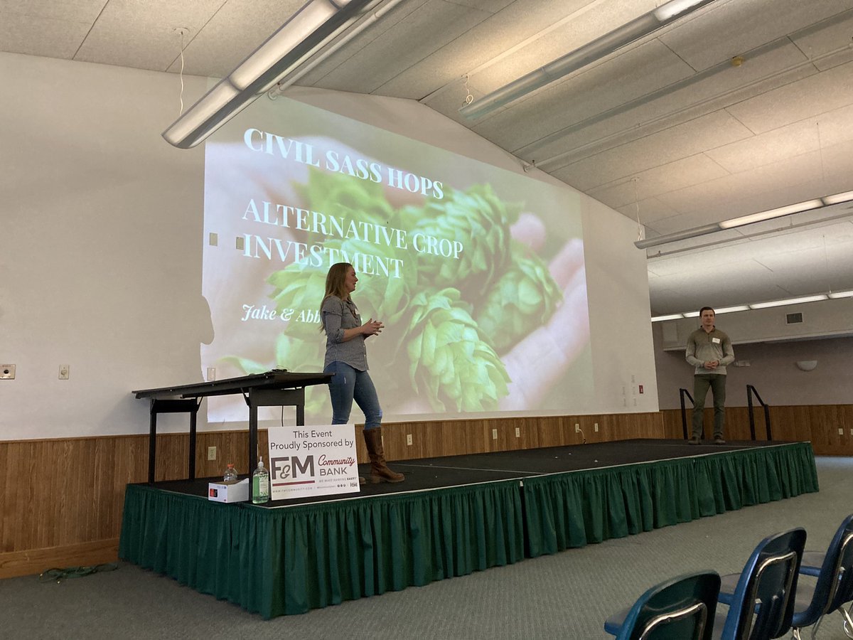 KatieWinslow7's tweet image. Been a fan of @CivilSassHops since their inception, but I finally got to hear their alternative cropping supply chain story today! Many questions coming your way soon Jake and Abbey. #FillmoreCoAg #LocalHops #DrinkLocal