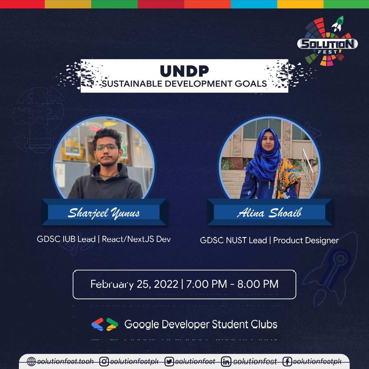 Dscsauchapter's tweet photo. Get ready to grasp the information about the sustainable development goals of UNDP in the upcoming session.
Meet our speakers of the 2nd session, Alina Sohaib and Sharjeel Yunus. Alina is a creative designer, and she loves to assist students. https://t.co/KClLEZL7WB