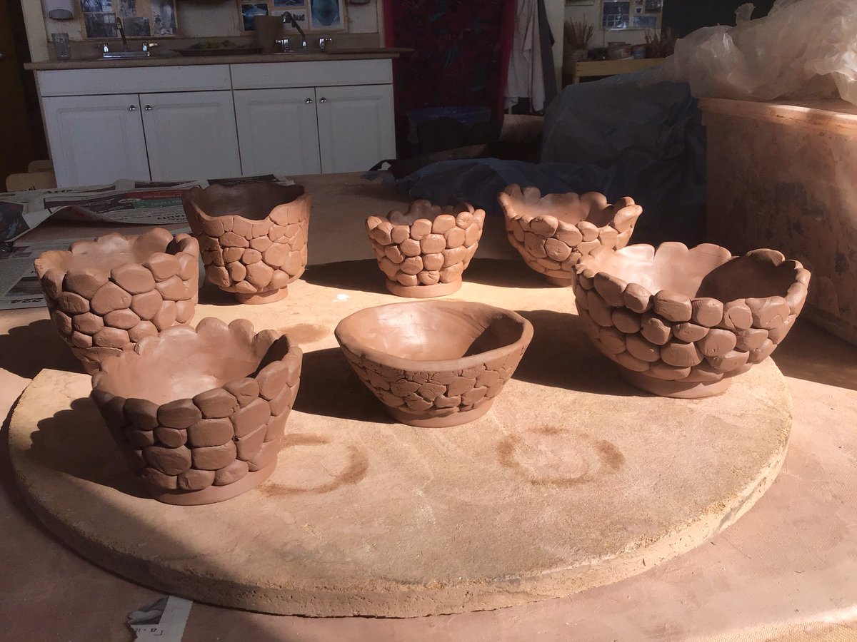 Bubble bowls made by students from Ms. Maclean’s Gr.2 class.  I know…..Grade 2’s made these!  I helped with the bases. They did the rest all on their own. Amazing little artists.<a href="/HRCEPotteryLab/">Jill Sullivan</a> <a href="/stcatschool/">École St Catherines</a> <a href="/HRCEFineArts/">HRCEFineArts</a> #ThanksToYouHalifax