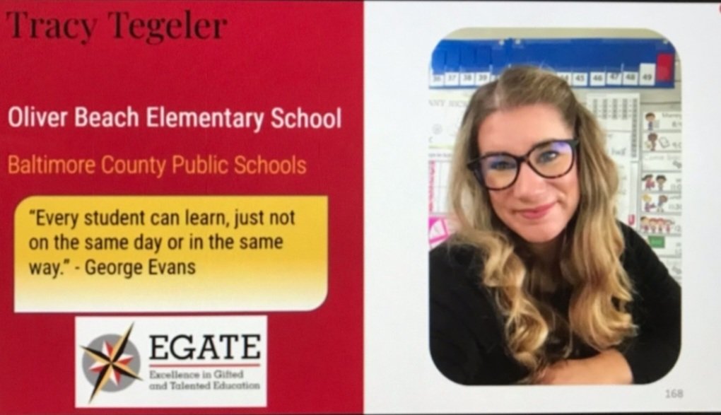 Congratulations to <a href="/TracyTegeler/">Tracy Tegeler</a> on her Excellence in Gifted And Talented Education award! <a href="/OliverBeachElem/">Oliver Beach ES</a>