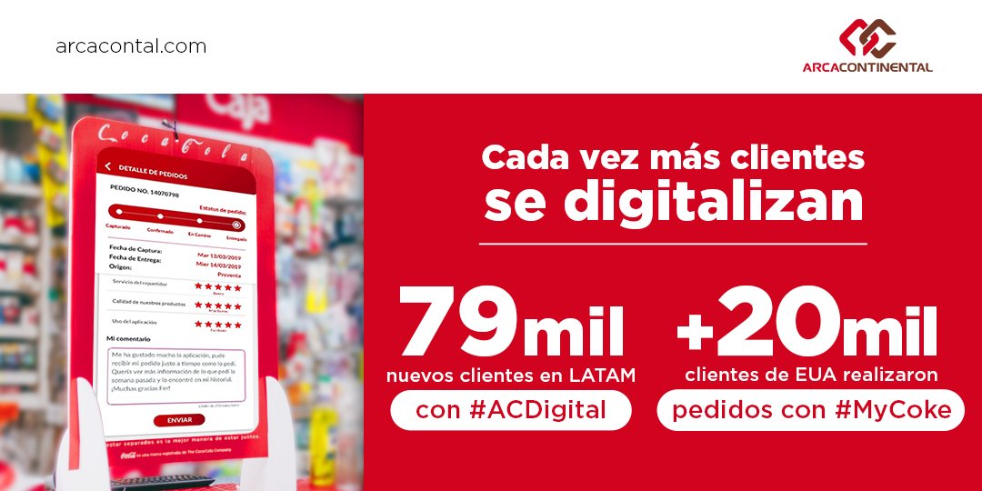 arcacontal's tweet photo. Avanzamos en la implementación de las plataformas #ACDigital en #Latinoamérica y #MyCoke en #EstadosUnidos, para atender mejor a nuestros clientes y consumidores, con tecnologías digitales y de analítica avanzada.

#EstoEsAC #4T2021 #Digitalización https://t.co/KLEHEFmEBs