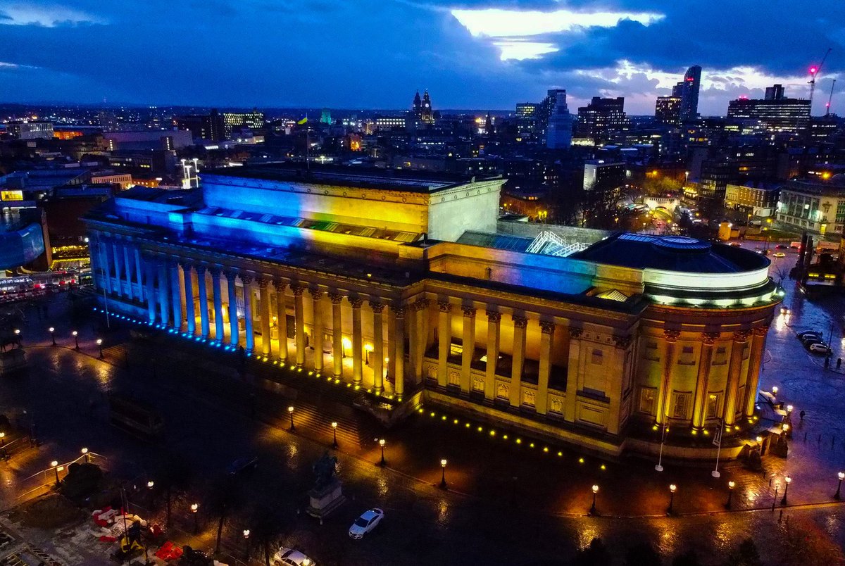 St George’s Hall in Liverpool tonight #Ukraine #Liverpool #MyCityMyPeopleMyHeart 👏🏼🇺🇦❤️