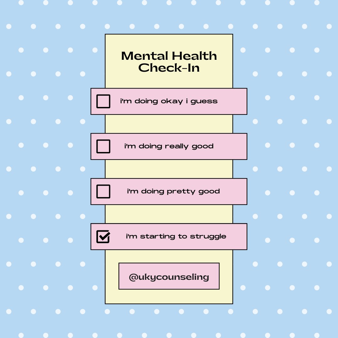 Time for a mental health check up! Take a confidential survey now and talk with a UKCC clinician about your results! Door prizes available for those who talk with a clinician by 4pm! screening.mentalhealthscreening.org/univofkentcoun…