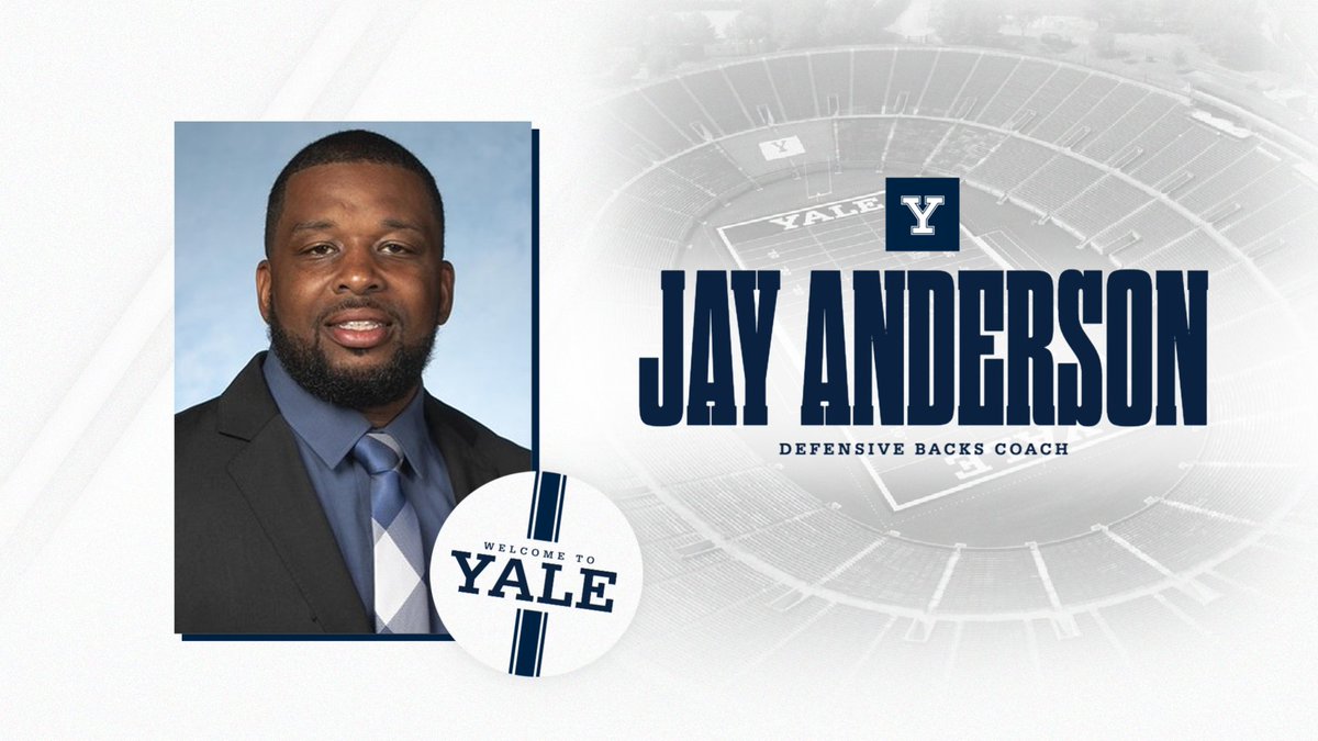 yalefootball's tweet photo. Jay Anderson Tabbed to Coach Defensive Backs
READ ➡️ https://t.co/G3tllIusDZ
#ThisIsYale | #Team149 https://t.co/HMpnBZFyL2