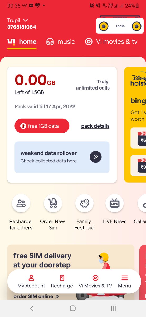 Trupil's tweet photo. @ViCustomerCare what is dis fraudulent activity? I am using unlimited pack 4 my prepaid numb and without using data after 00:00 hours how can it get to zero gb in 30 mins? Recharged twice still balance showing 0.2 paisa. Taken screenshot at 00.30 hours today. #VodafoneMakingFool https://t.co/xwUqekBBLN