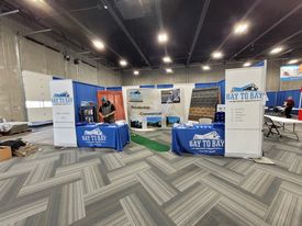 BayToBayBC's tweet photo. Our Project Managers are putting the finishing touches on the Bay to Bay display for the HBA of Jackson's Home &amp; Garden show this weekend.  Come see us Friday, Feb. 25 - Sunday, Feb. 27 at booths #47 &amp; 48 in the American 1 Credit Union Event Center in Jackson.  #baytobay https://t.co/0RuZcKRS1B
