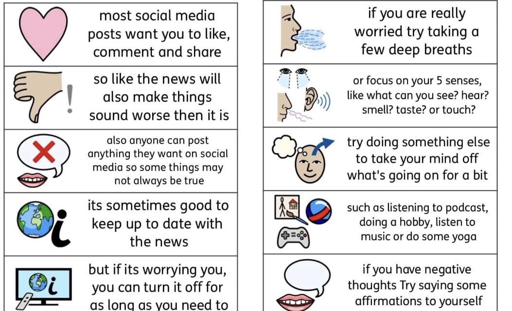 SallyAnneDicken's tweet photo. Easy Read managing anxiety with Russia and Ukraine it is adapted from the Spiffy post about same topic . By Sally Hirst https://t.co/tZMvLBqP4J
