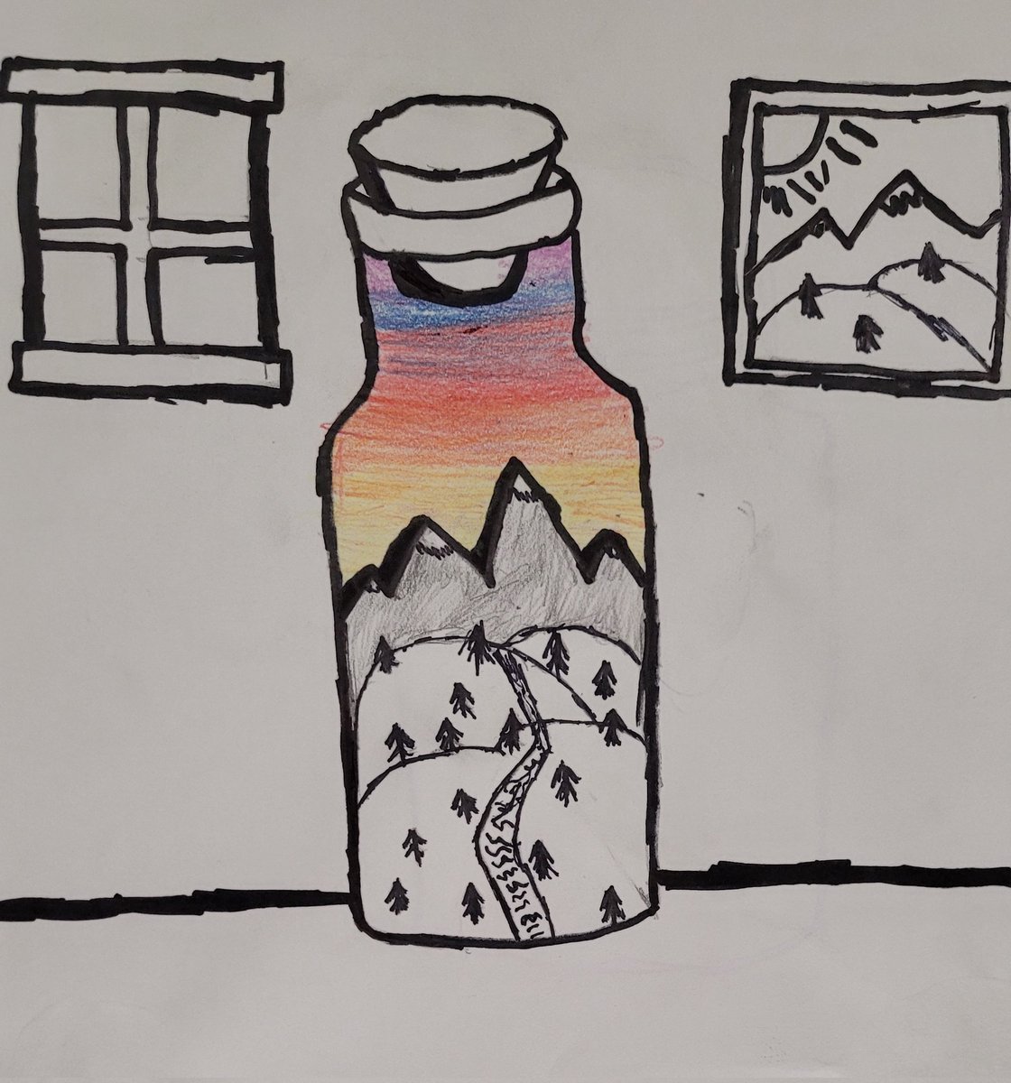 Congratulations to my Fourth Grade Artist for his Landscape Bottle!!
