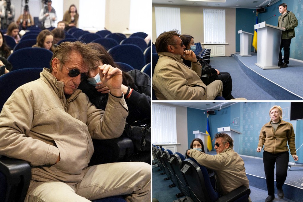nypost's tweet photo. Sean Penn in Ukraine filming documentary as Russia invades https://t.co/gzqRyhwdey https://t.co/C9JXKcTtve