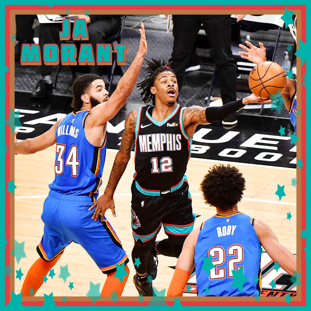 #JaMorant 🏀 (#MemphisGrizzlies 🐻) 2021/22 season stats

26.8 PTS, 49.5 FG%, 1.5 3PM, 75.5 FT%, 5.8 REB, 6.9 AST, 1.2 STL, 0.4 BLK