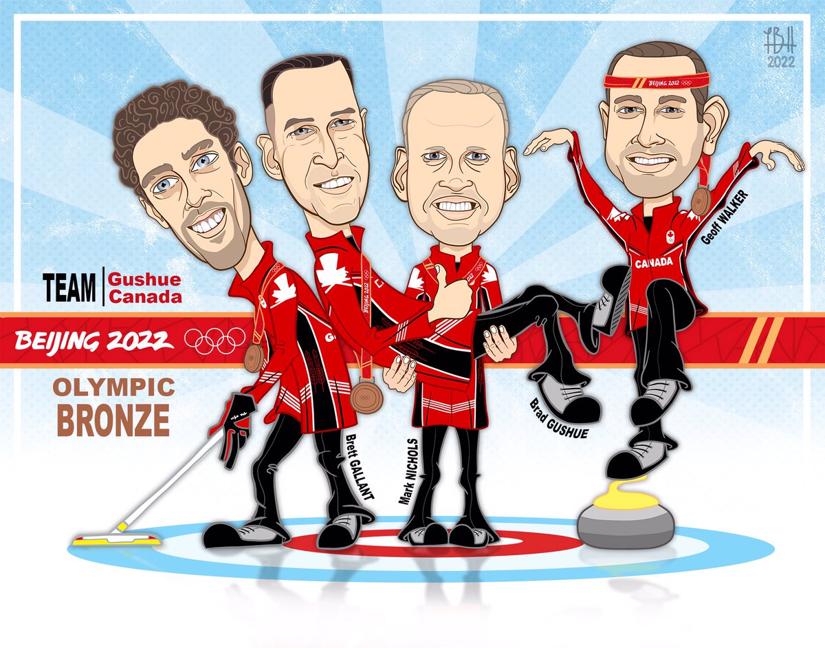 Congratulations to <a href="/TeamGushue/">Team Gushue</a> for bringing home Olympic Bronze. So awesome to see you accomplishing such great things, a proud moment for all! Here is a post-victory sketch..lol..All the best! <a href="/bpgallant/">Brett Gallant</a> <a href="/BradGushue/">Brad Gushue</a> <a href="/MarkNichols_NL/">Mark Nichols</a> <a href="/gwalker71/">Geoff Walker</a>