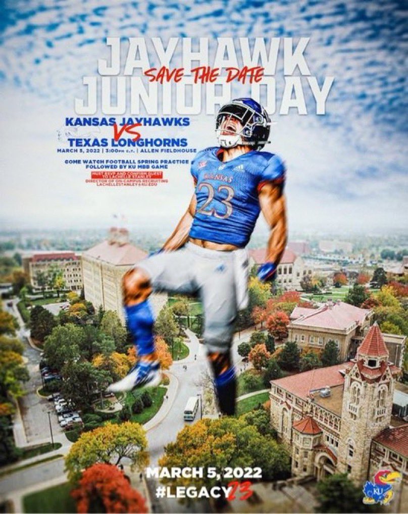 Excited to go to The University of Kansas on March 5th For Jr day.#RockChalk