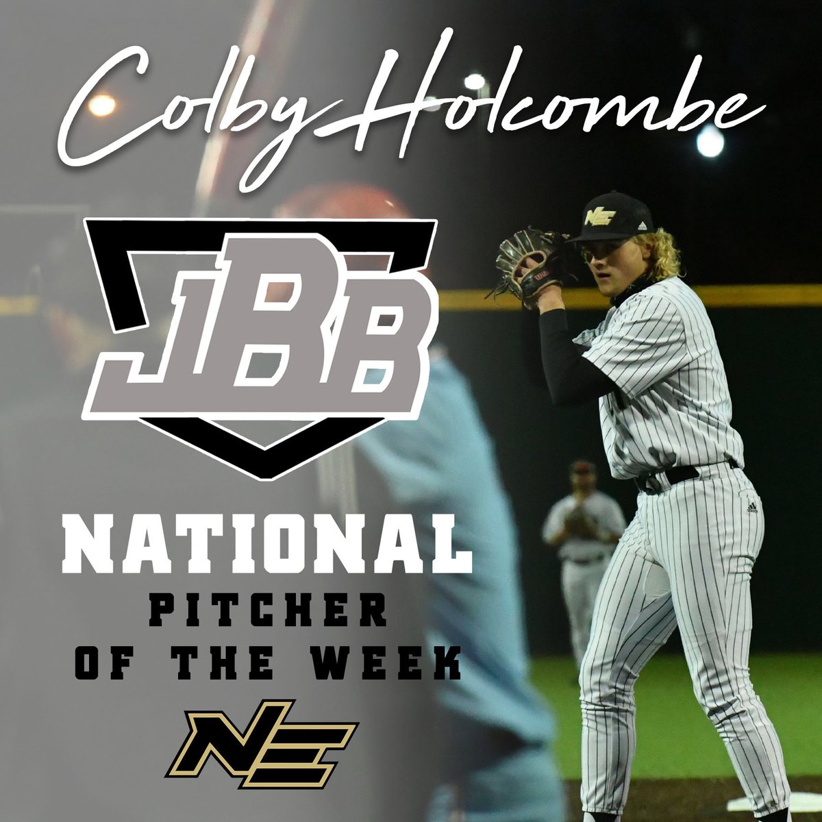 BSB | Congratulations to <a href="/NEMCCBASEBALL/">Northeast Baseball</a>’s Colby Holcombe on being recognized as a national pitcher of the week by <a href="/_TheJBB/">The JBB</a>!!

Holcombe’s first collegiate win was a complete game 1️⃣ hitter last weekend vs. Jefferson! He struck out 1️⃣2️⃣ while allowing just 2️⃣ walks!

🐯 #TigerPower