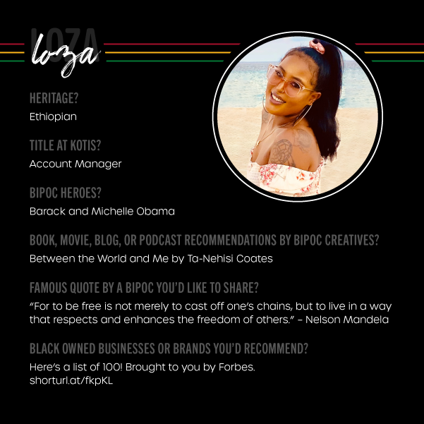 Continuing our celebration of #BlackHistoryMonth by highlighting our BIPOC Kotisians and everything that makes them extraordinary. Here at Kotis, we strive to bring awareness of inclusion in all we do. We’re at our best when everyone can come as they are and do amazing work.