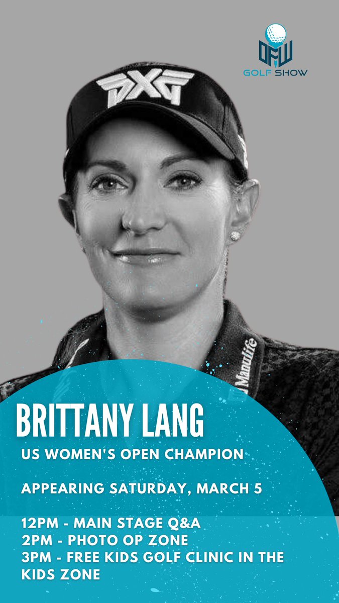 CELEB SPOTLIGHT — See local golf star <a href="/blanggolf/">Brittany Lang</a> on the Main Stage, take pics with her in the Photo Zone and stop by her free Kids Golf Clinic in the <a href="/FirstTeeDallas/">First Tee - Greater Dallas</a> <a href="/FirstTeeFW/">First Tee — Fort Worth</a> Kids Zone! #dfwgolfshow