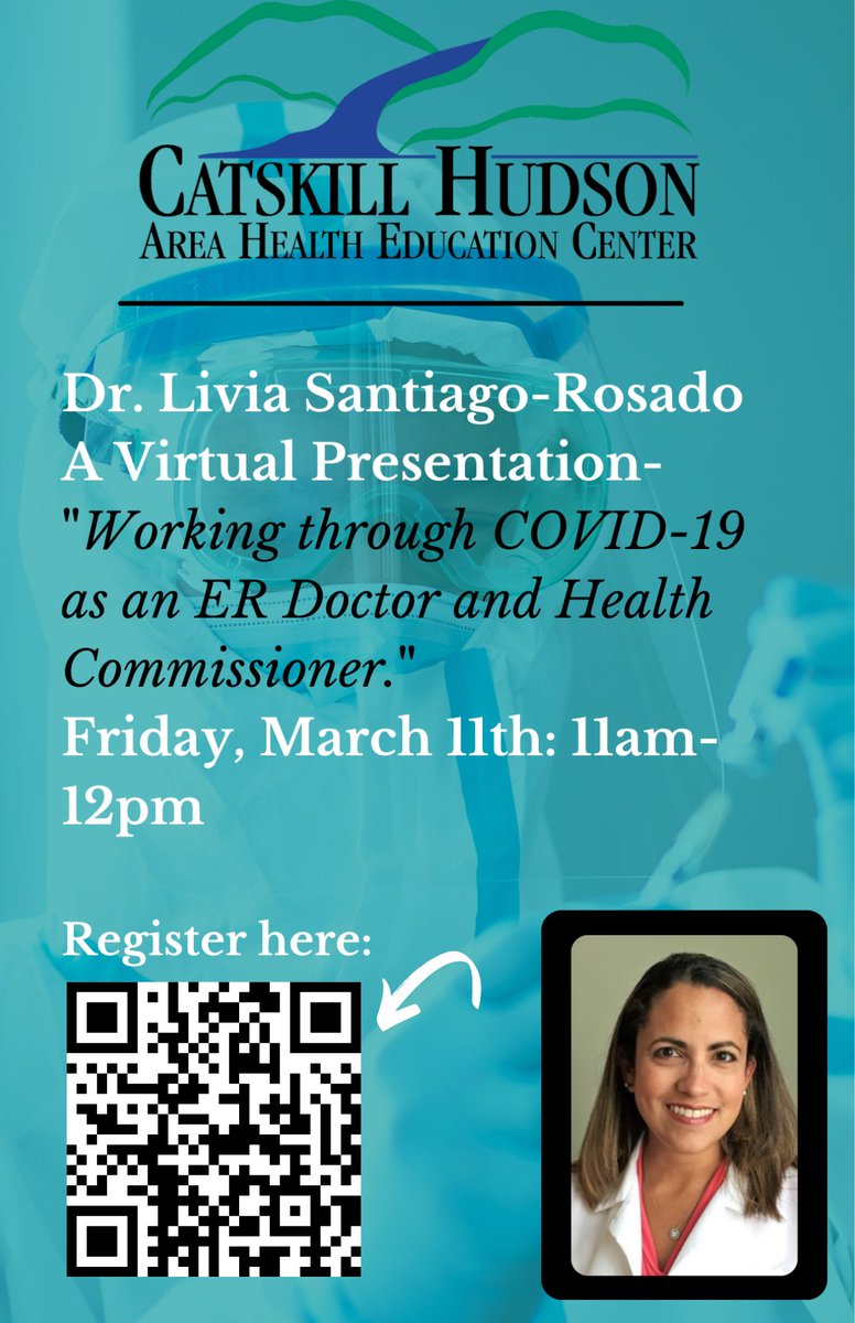 CHAHEC's tweet photo. Registration now open for this free, virtual Presentation by @LiviaSantiagoMD #COVID19
@Marist @SUNYDelhi @TouroDental @VNSNY_News @NursesofNY @The_NPA @schoolnurses https://t.co/WXQ0Rfyqp3