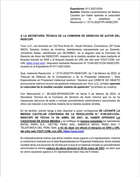 youtdotcom's tweet photo. @DiarioElPeruano Hola @DiarioElPeruano, Sobre orden de el Gobierno de Peru, ya se tiene que levantar este bloqueo. https://t.co/6WWgbNUkwt