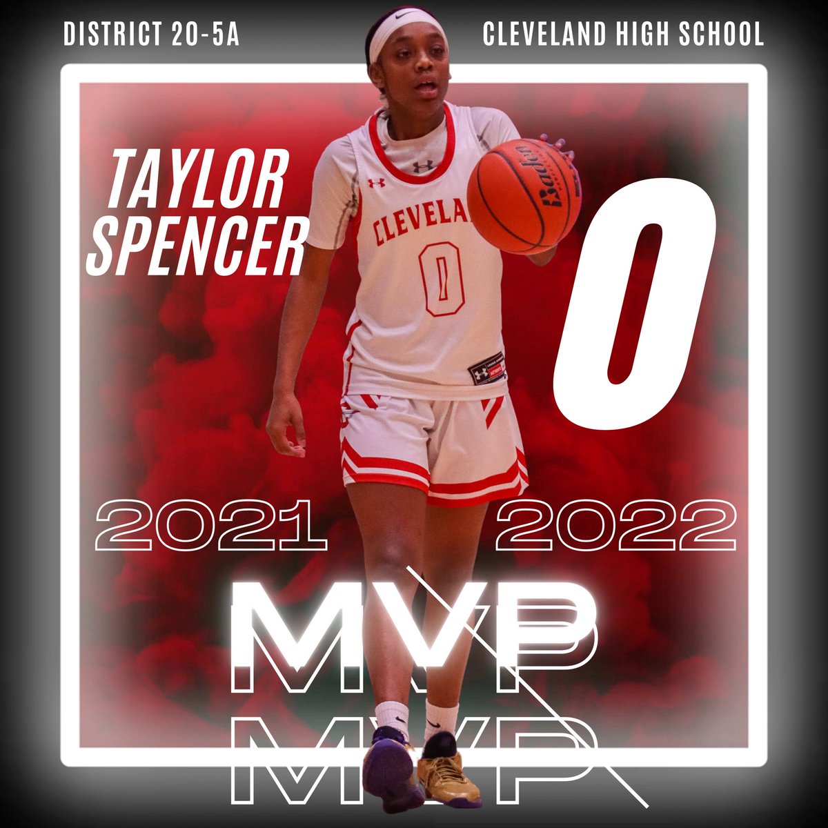 The results are in and we’ve got an MVP on our hands! 👀😎

Congrats to our team captain and point guard, Taylor Spencer, on being named the 2021-2022 District 20-5A Most Valuable Player! 👏🏾🏀

We are so proud of you <a href="/ballliketay_/">Taylor Spencer</a>! 🥳❤️ <a href="/cisd_sports/">Cleveland ISD Sports</a> <a href="/TXHSGBB/">#TXHSGBB—TXHSGBB.com</a>