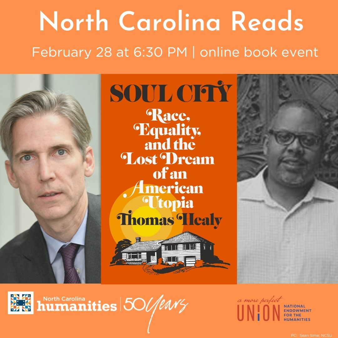 North Carolina Humanities (@nchumanities) on Twitter photo On February 28 join #NCHumanities for our first-ever North Carolina Reads book club event to hear <a href="/HealyProf/">Thomas Healy</a> and <a href="/KBbop/">kofi boone</a> discuss "Soul City!" This virtual event is free and you do not need to have read the book to attend. See you there! Register: bit.ly/3pdKUJJ _ <a href="/NEHgov/">National Endowment for the Humanities</a> On February 28 join #NCHumanities for our first-ever North Carolina Reads book club event to hear <a href="/HealyProf/">Thomas Healy</a> and <a href="/KBbop/">kofi boone</a> discuss "Soul City!" This virtual event is free and you do not need to have read the book to attend. See you there! Register: bit.ly/3pdKUJJ _ <a href="/NEHgov/">National Endowment for the Humanities</a>