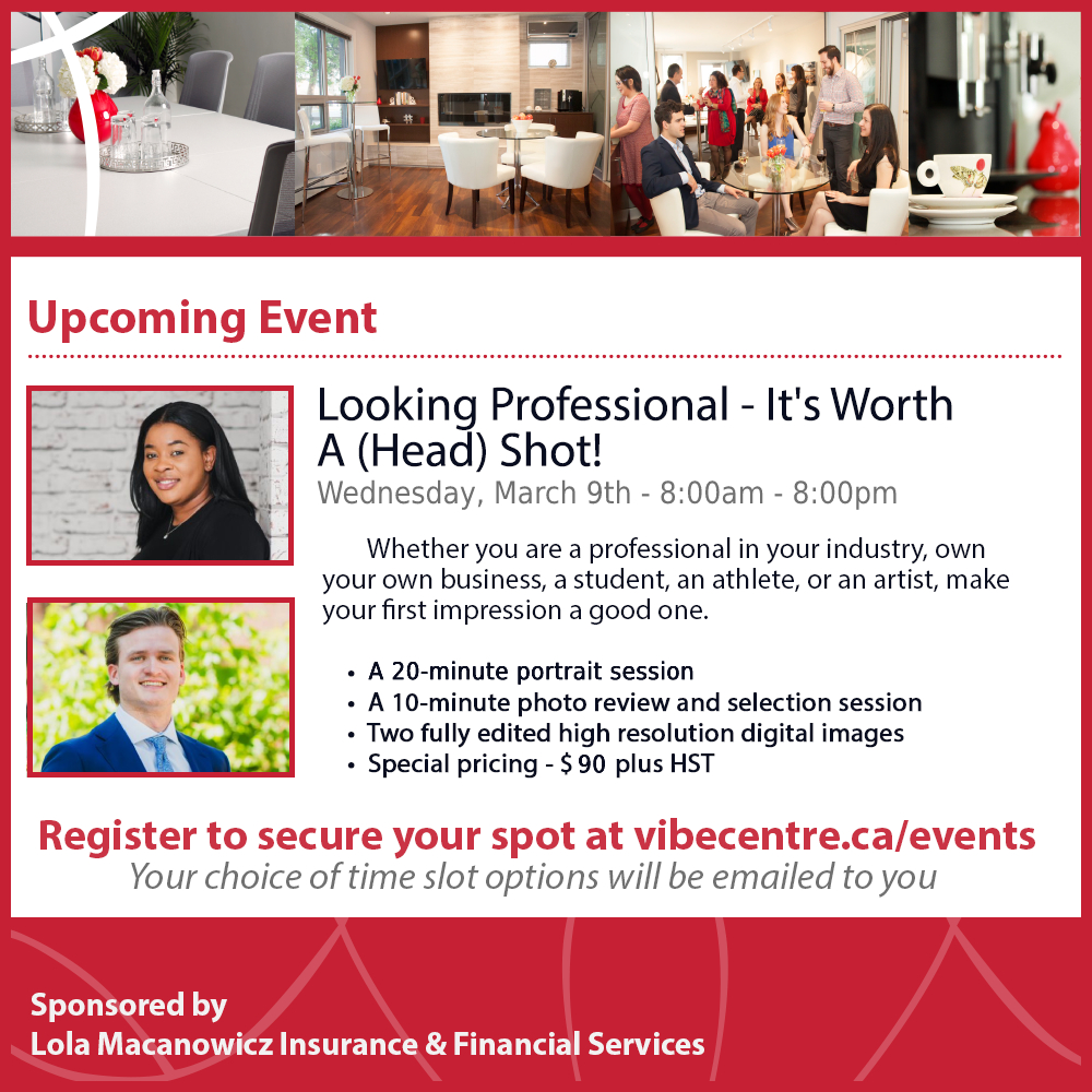 LolaMacanowicz's tweet image. Delighted to sponsor this event at Vibe Centre - Register here to reserve your spot.  eventbrite.ca/.../looking-pr…... Afternoon time slots still available. #lookingprofessional #digitalimage #firstimpressions #villageofislington #etobicoke #westendtoronto