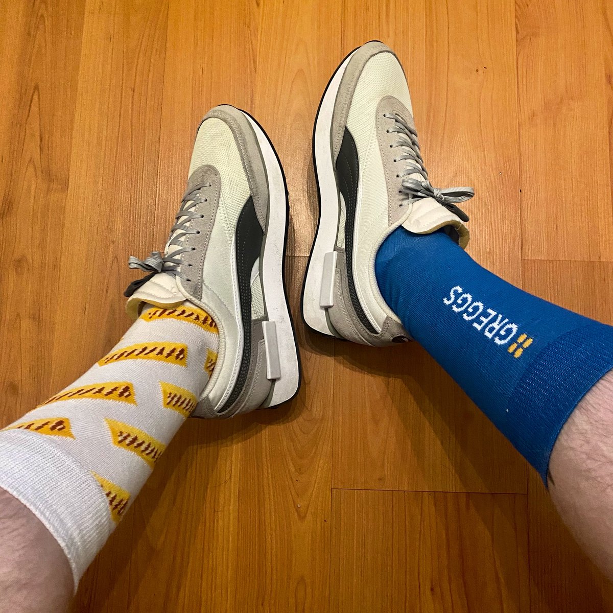 I’ve always got a piece of @GreggsOfficial with me now! 🧦😂 #GreggsandPrimark