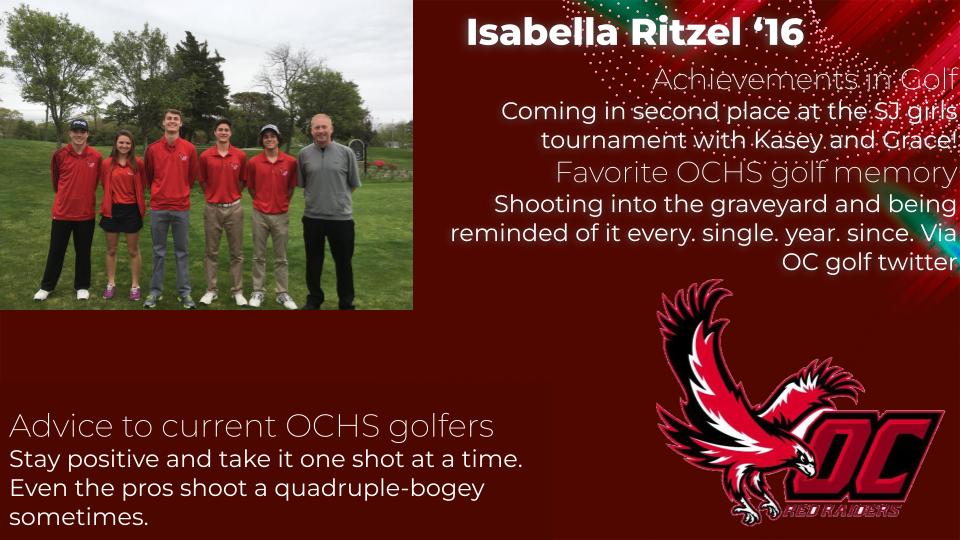 OCHS_golfteam's tweet photo. Tryouts are getting close. Today, we spotlight @isabellaritzel '16 but we did not include the annual cemetery OB picture.   #OC_Golf_alumniSpotlight https://t.co/XFw3SKB6eO