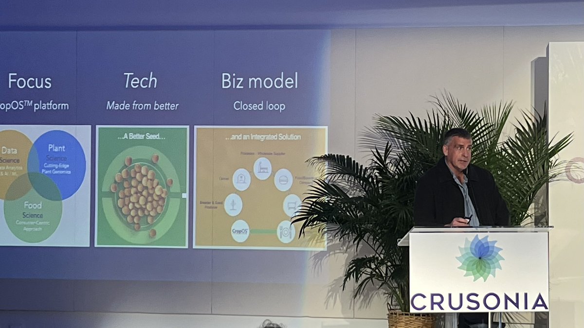 EnergyCrisp's tweet photo. Enjoying my colleague @jkbull23 tell his story of coming to @BensonHillInc, and speak to the past and the future of how we lever tech to benefit the #foodsystem, people and planet #crusoniaforum https://t.co/nHqQt2xpoL