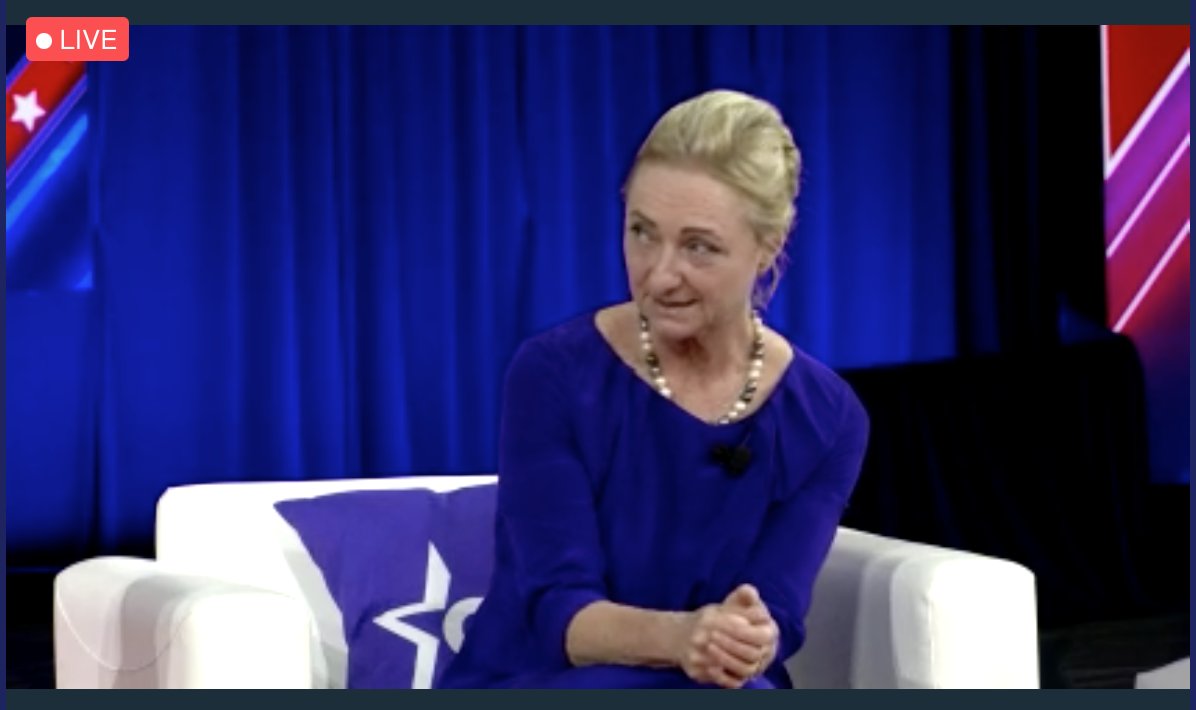 SayNo2SocialMed's tweet photo. "Be careful what you wish for," says Dr. Barbara Kolm @CPAC Importing bad, socialist-style policies from Europe doesn't work. #pricecontrols = #fewercures https://t.co/AKTP1Xg2xm