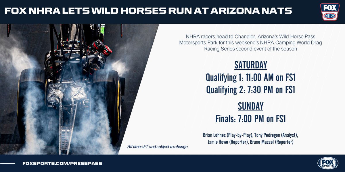 Unbridled power on display this weekend as the #NHRAonFOX thunders into Arizona 🔥