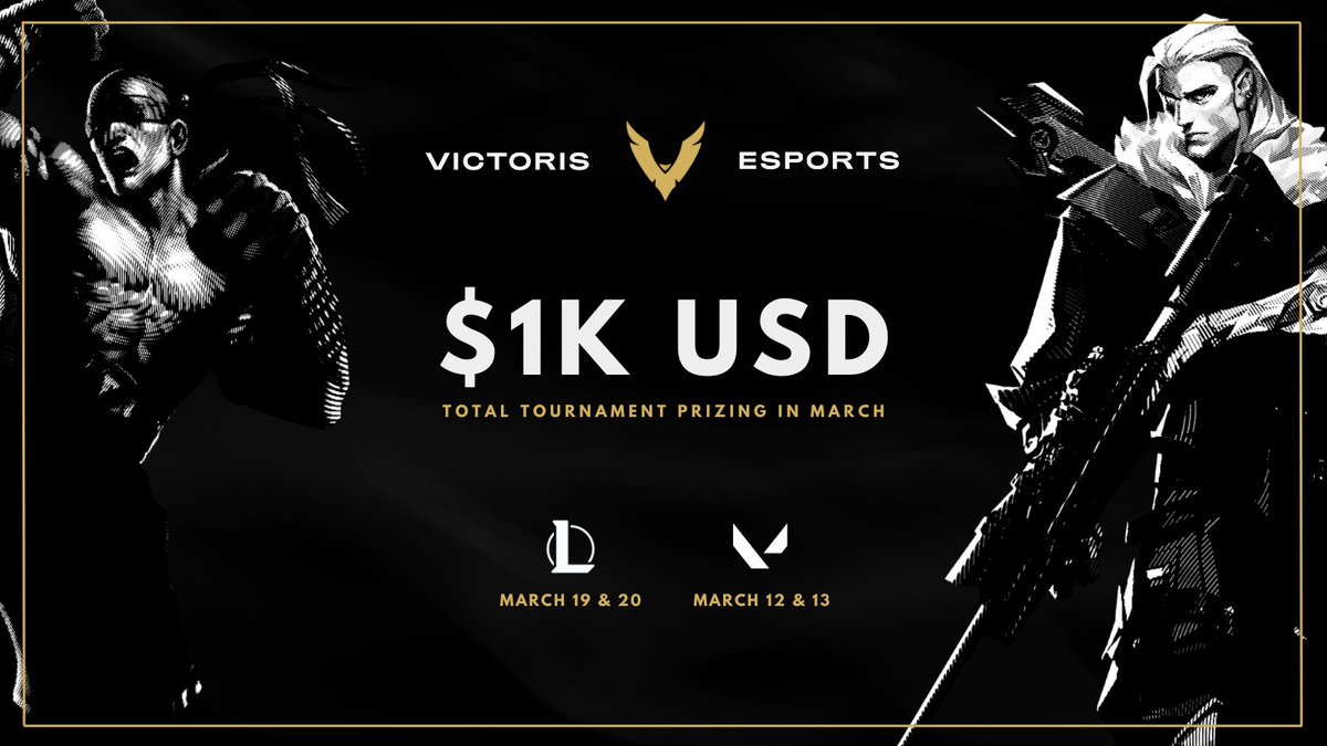 Join us in March for our most competitive weekend tournaments yet! With total prizing of $1K USD across all four tournaments and FREE entry fees, you won't want to miss out! For all info such as rank caps, rules and registration check us out on Battlefy: battlefy.com/victoris-espor…