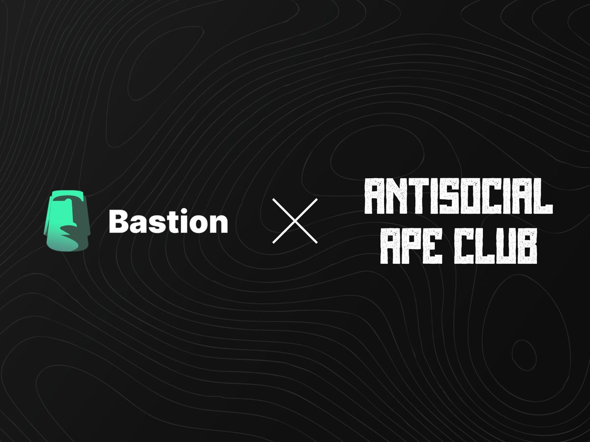 🏝️ Cheers to the start of our Partnership with Bastion Protocol🏝️

Giveaway of 20 Bastion OG Tickets! Let’s just say these mysterious NFTs have ancient magical powers 😉🪄✨

To enter: 
1️⃣Follow <a href="/ASAC_NFT/">Antisocial Ape Club {0.1}</a> and <a href="/BastionProtocol/">Bastion Protocol (acq.)</a> 🐵
2️⃣Like 👍
3️⃣Retweet 🔥
Ends in 48 hours 🚀🚀