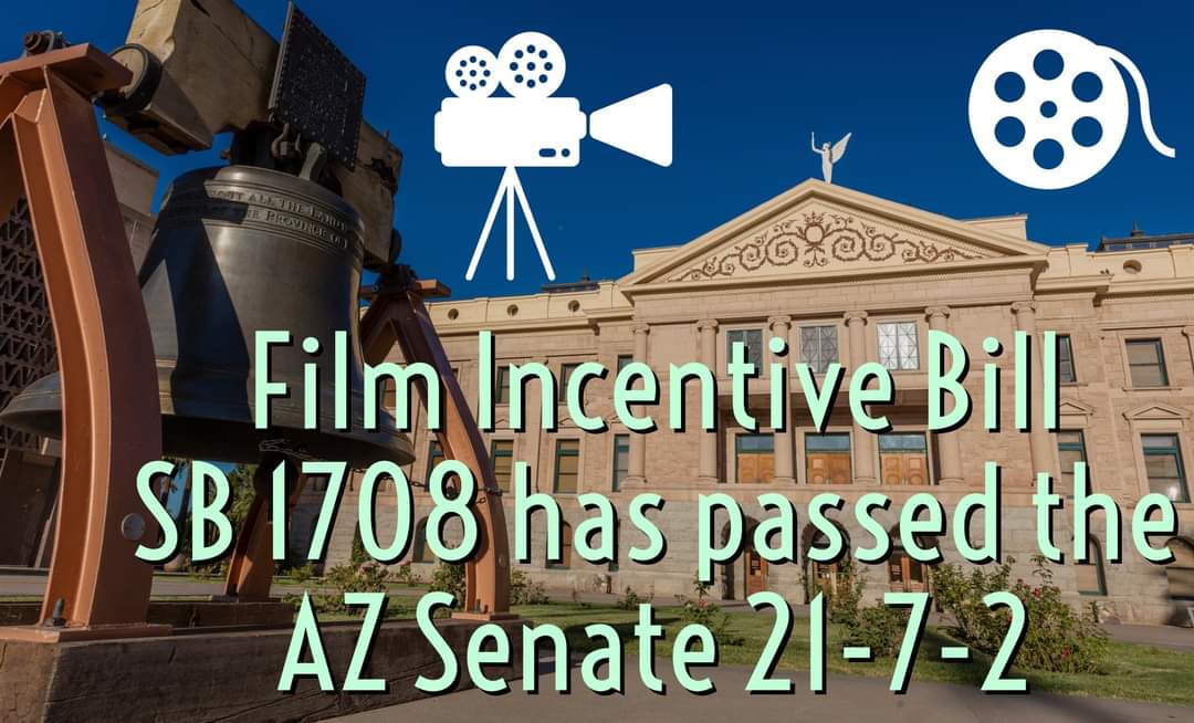 MarceloDietrich's tweet photo. Arizona Film Incentive Bill #SB1708 has made it through its first major hurdle - passing through the Senate!
#AZSB1708 now moves on to the
House of Representatives.
@azdemparty @AZHouseGOP
#GoFilmAZ @FilmAz #AzFilm
@AZFDMC @VisitTucsonAZ @FilmTucson @SierraVistaAZ https://t.co/XIeqx1pUIq