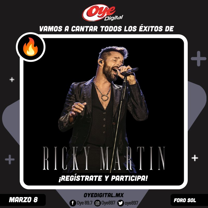 Minerva_loc's tweet photo. Esta noche en @OyeOnlyFriends se van boletos de @ricky_martin #Vaselina y #ElCaballeroDeLaNoche función exclusiva‼️🤩🙌💯
Si quieres participar síguenos en @OyeOnlyFriends y registrate en ➡️ https://t.co/6ZfHiWSg1v 
@Oye897 invita! https://t.co/HgcQjCs4bY