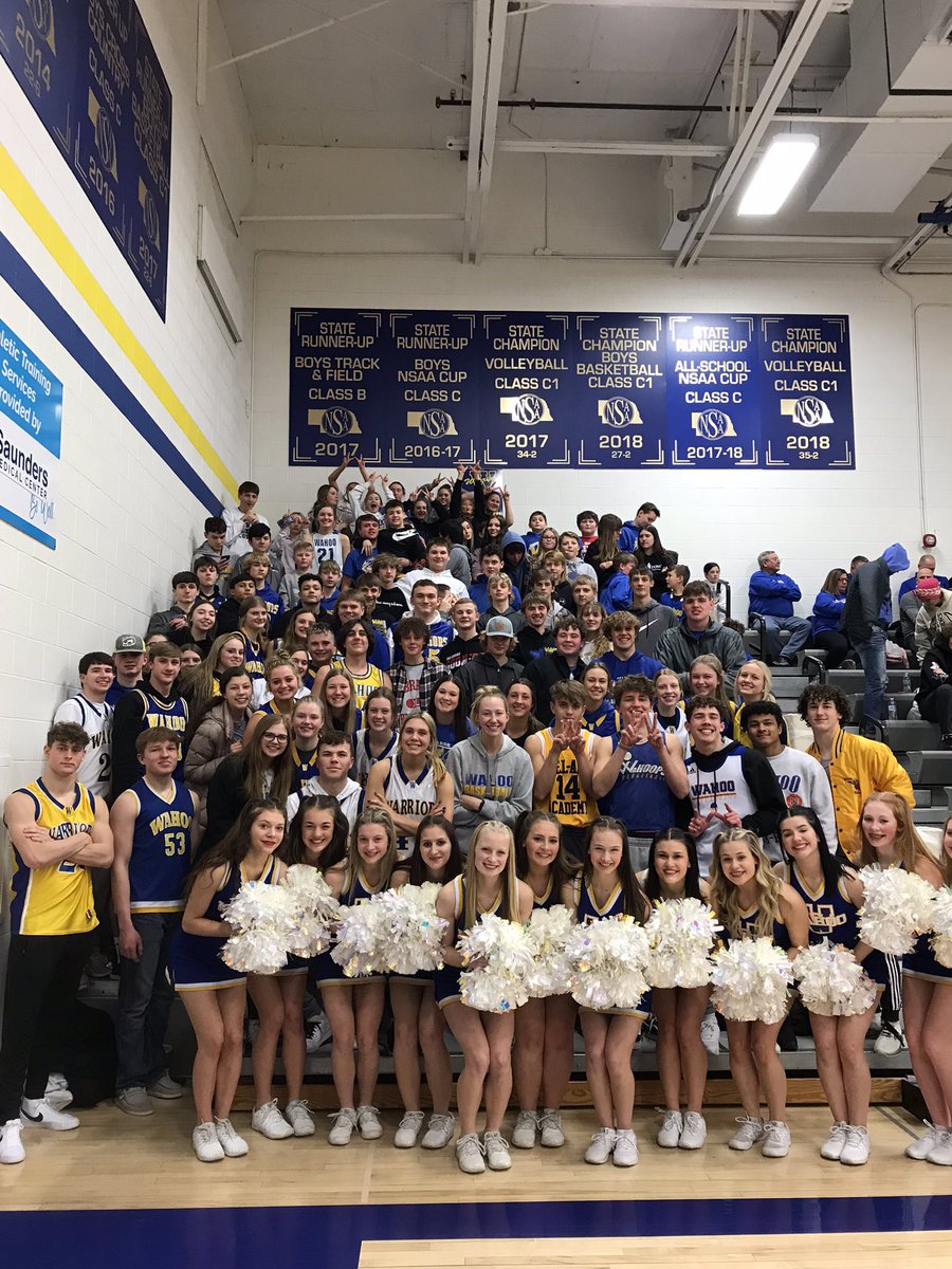 Blue Crue was in full force tonight! Way to cheer the Warriors to a VICTORY!!! #GoWahooBlue