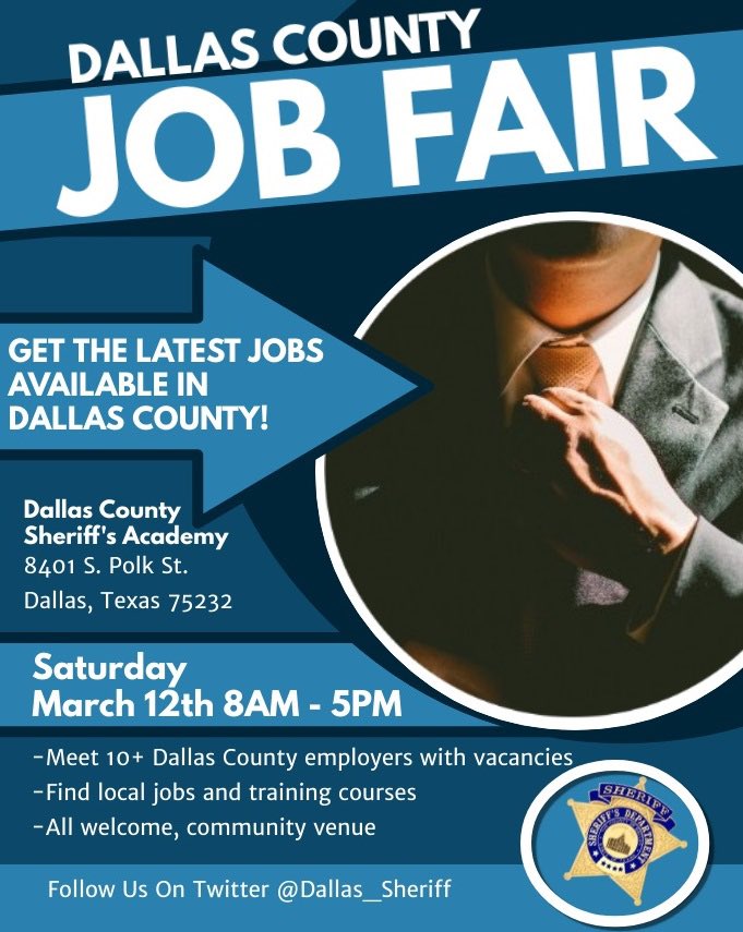 Exciting news everyone! Mark your calendars for March 12 2022. The Dallas Sheriff Department is hosting a Career/Job Fair. If you’re looking for an exciting/fulfilling career, look no further than The Dallas Sheriff Department! More details will be available in the coming days.