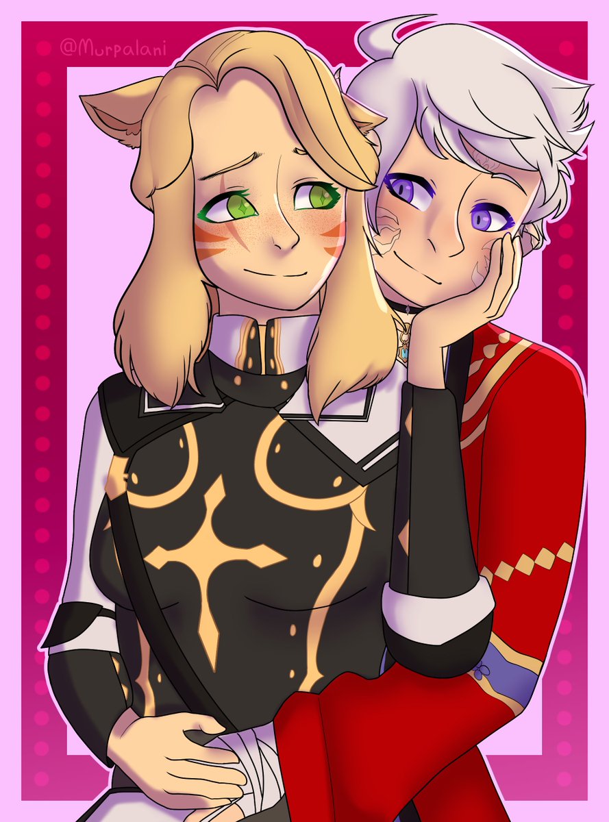 Murpalani's tweet photo. Finally completed this commission for my lovely sister and her partner of their characters :D @Holidaisy3 #commissionart  #FFXIV https://t.co/zcUvUhSgus